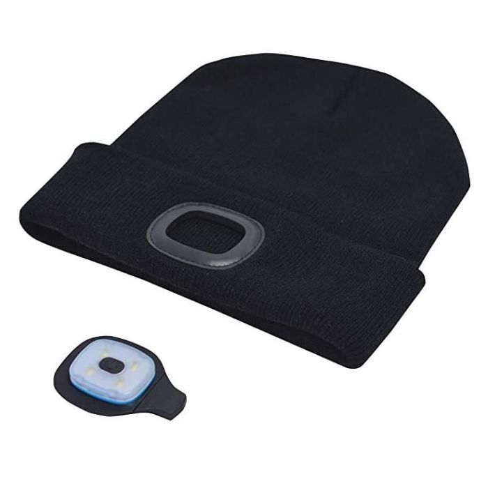 4 SMD USB Rechargeable Headlight Hat - Black main product photo