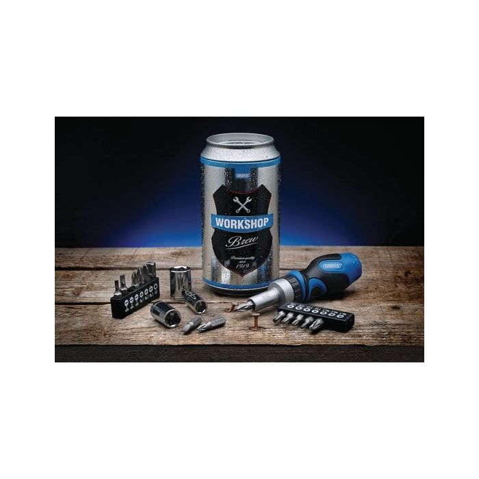 Draper Brew Can Stubby Ratchet Screwdriver & Bit Set main product photo