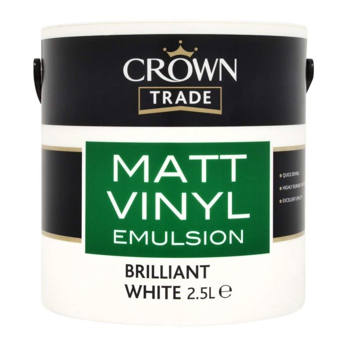 Crown Trade Matt Emulsion Brilliant White 2.5L main product photo