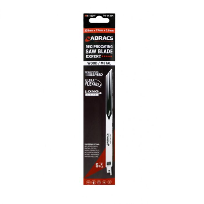 ABRACS Expert Wood / Metal Recip Saw Blade 225mm x 19mm x 0.9mm 5PC Pack main product photo