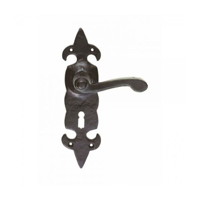 Fleur De Lys LF5504 Black Antique Lock Door Handles main product photo