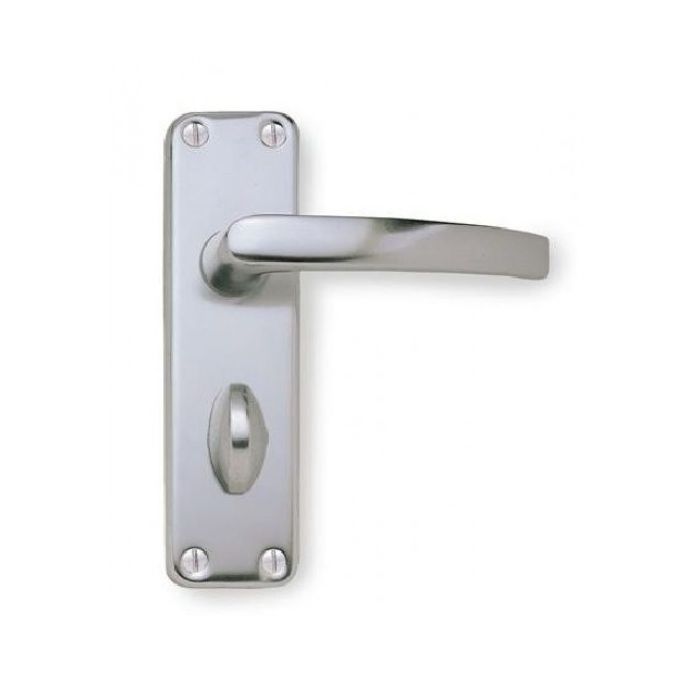Contract Door Handle on Bathroom Plate Satin Anodised Aluminium main product photo