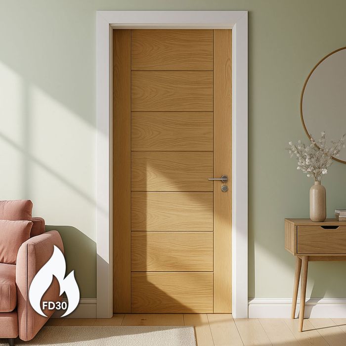 Palermo Internal White Oak Finished Fire Door main product photo
