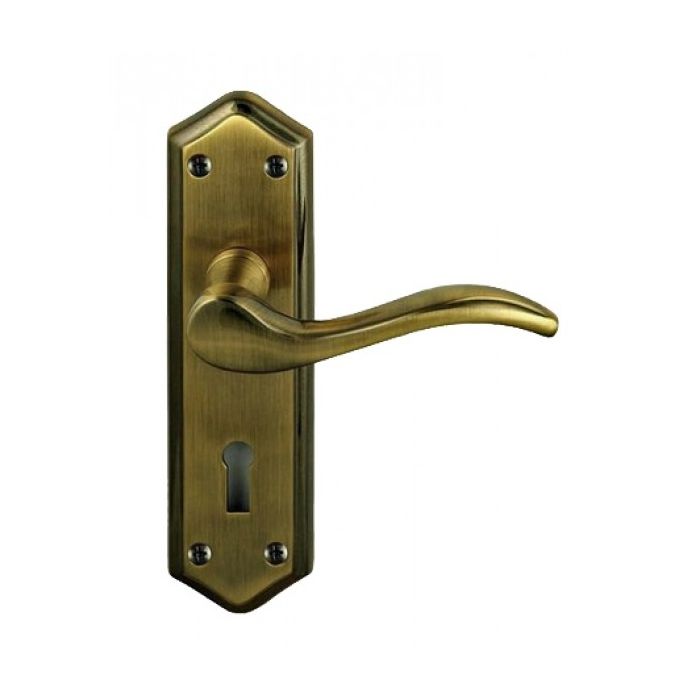 Paris Suite Door Handles on Lockplate Antique Bronze main product photo