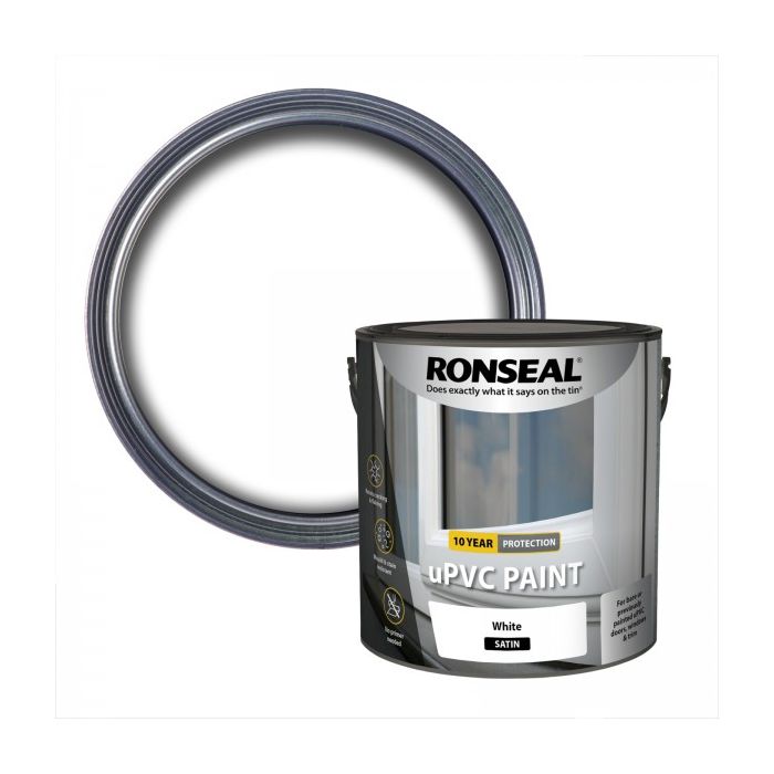 Ronseal uPVC Paint Satin White 2.5L main product photo