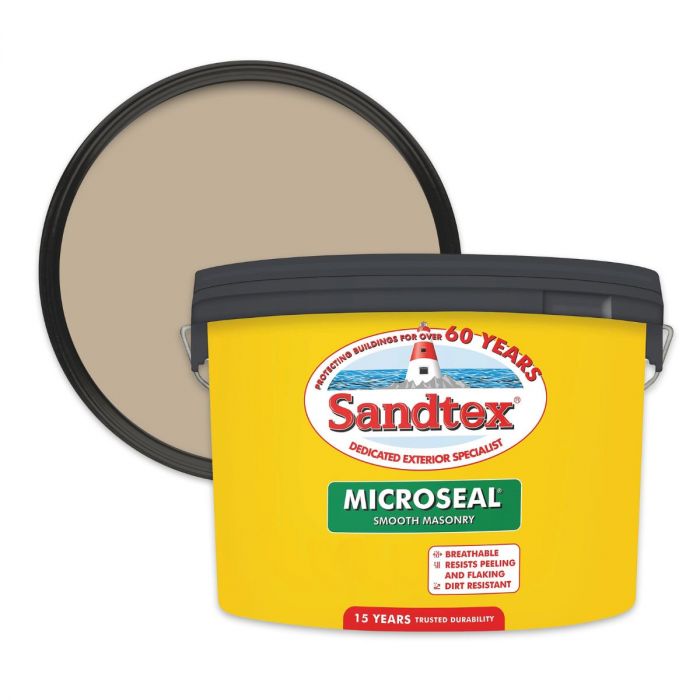 Sandtex Mid Stone Microseal Ultra Smooth Masonry Paint 10L main product photo