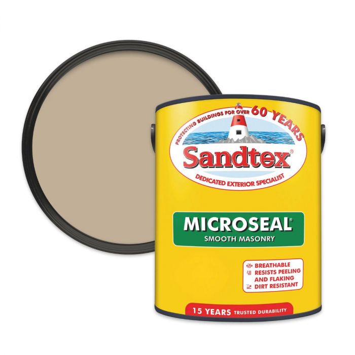 Sandtex Mid Stone Microseal Ultra Smooth Masonry Paint 5L main product photo
