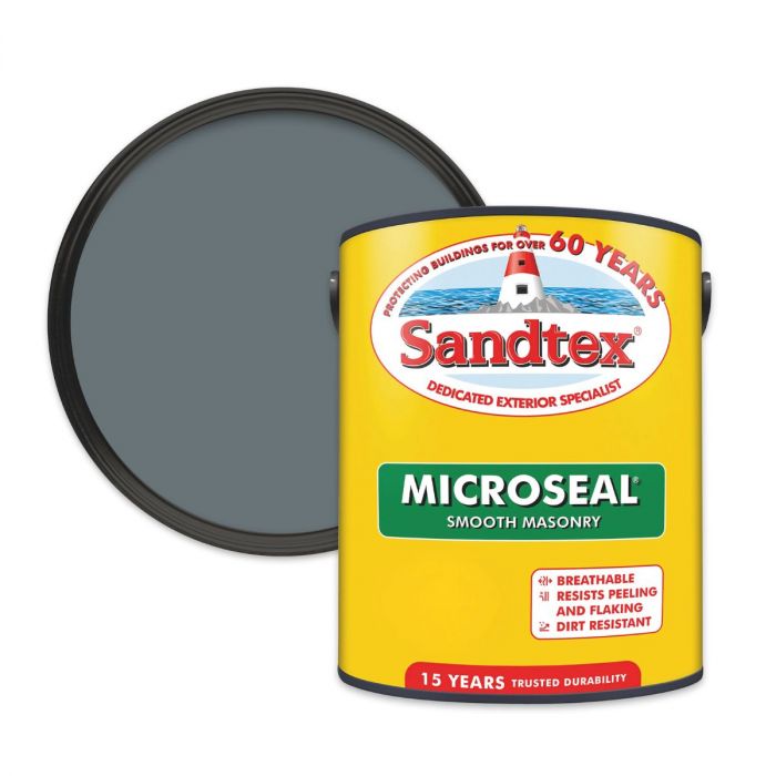 Sandtex Slate Grey Microseal Ultra Smooth Masonry Paint 5L main product photo