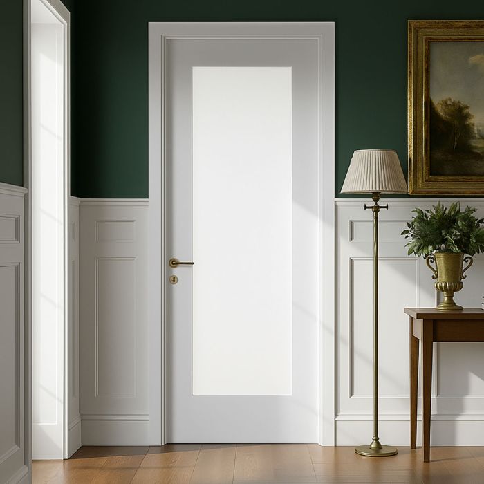 Shaker 1 Lite White Primed White Laminate Glazed Door main product photo