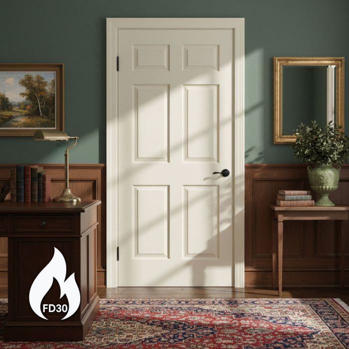Canterbury Woodgrain Internal White Primed 4 Panel Door main product photo
